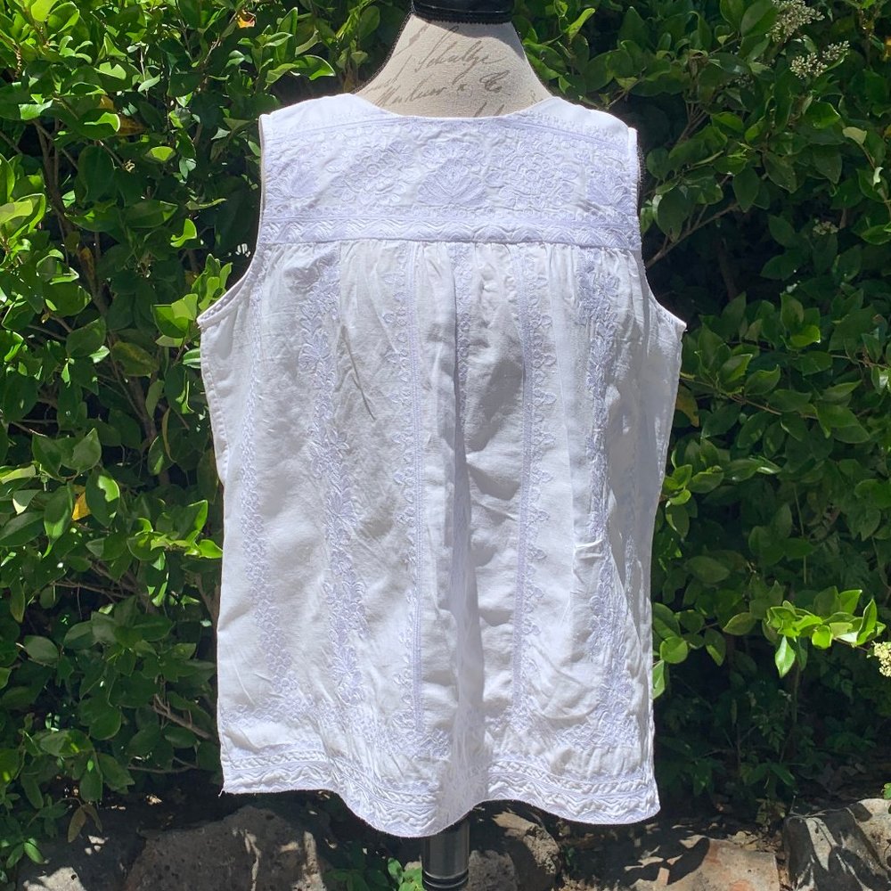 J. McLaughlin Wht Linen Sleeveless Tunic XL EUC